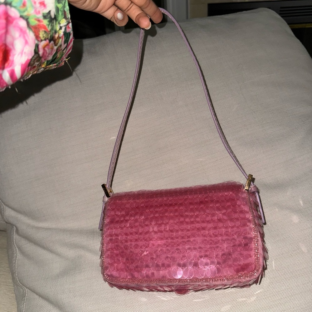 Sold! RARE Fendi Baguette 1997 Bag Sequin Embellished Satin with Snakeskin Mini - Picture 9 of 9